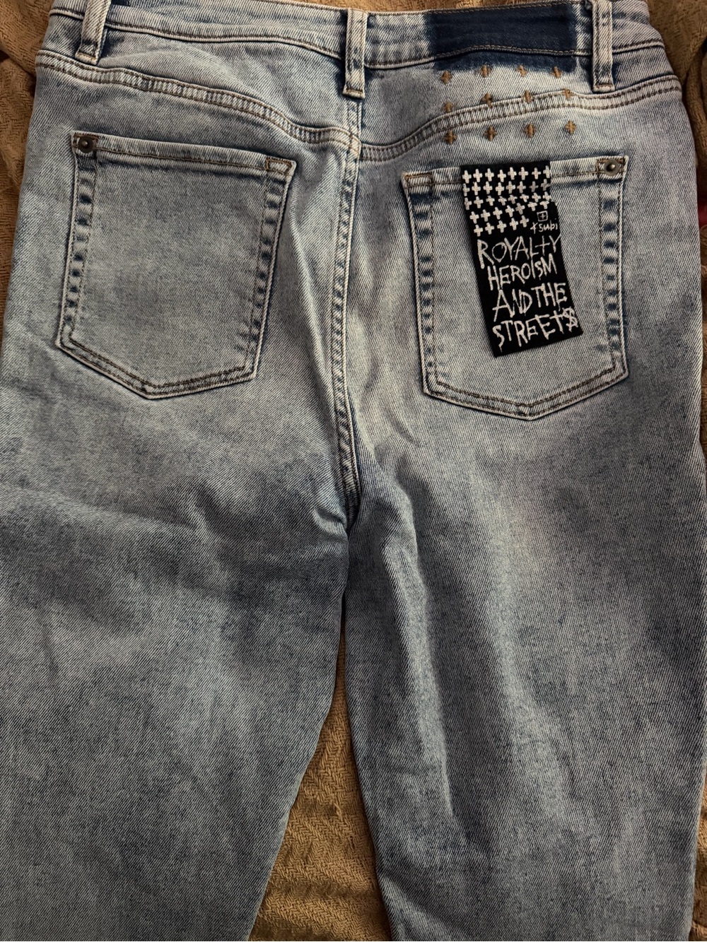Ksubi Light Blue Denim Jeans with Back Pocket Graphic